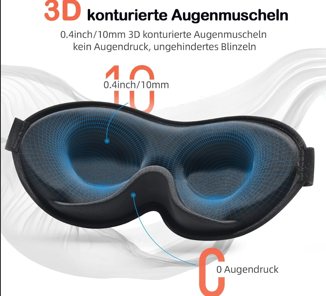 INNELO Schlafmaske Für Herren Frauen, 2024 Bequeme Atmungsaktive 3D Augenmaske, Mit Tiefen Augenhöhlen Und Erhöhten Nasenpads, 100% Lichtblockierende Schlafbrille Mit Memory Foam Für Reisen, Schwarz